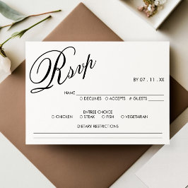 RSVP-Hochzeitsschrift für Schwarz und Weiß RSVP Karte