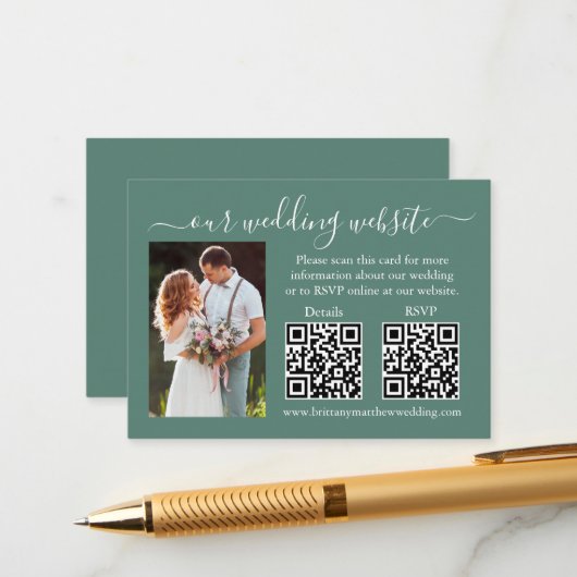 RSVP Hochzeitsszenario Details Foto 2 QR Eukalyptu Begleitkarte (Vorderseite/Rückseite Beispiel)
