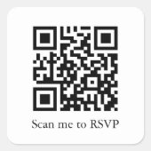 RSVP Hochzeitsticker für QR-Code hinzufügen Quadratischer Aufkleber (Vorderseite)