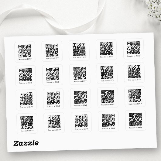 RSVP Hochzeitsticker für QR-Code hinzufügen Quadratischer Aufkleber