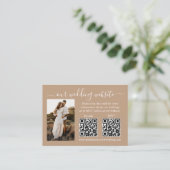 RSVP-Hochzeitstipps Details Foto 2 QR Taupe Begleitkarte (Stehend Vorderseite)