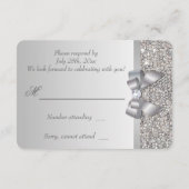 RSVP-Imitate Hochzeitstifte Silver Sequins Bow RSVP Karte (Rückseite)