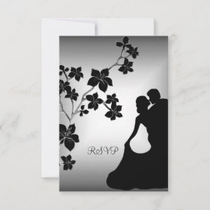 RSVP-Jubiläum asiatisches schwarzes silbernes flor Einladung