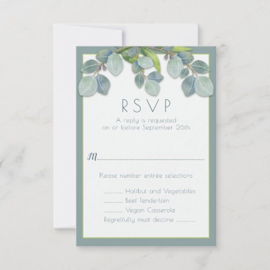 RSVP-Karte-Abteilung für Hochzeiten, botanische Eu Einladung (Vorderseite)