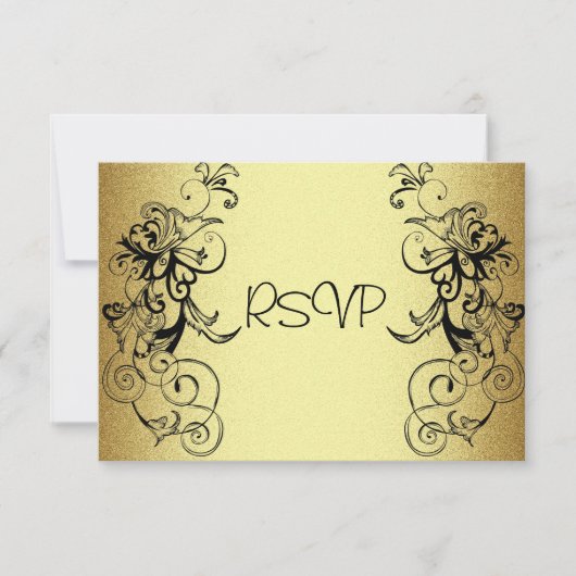 RSVP Karte Alle Ereignisse Elegante Gold Schwarze (Vorderseite)