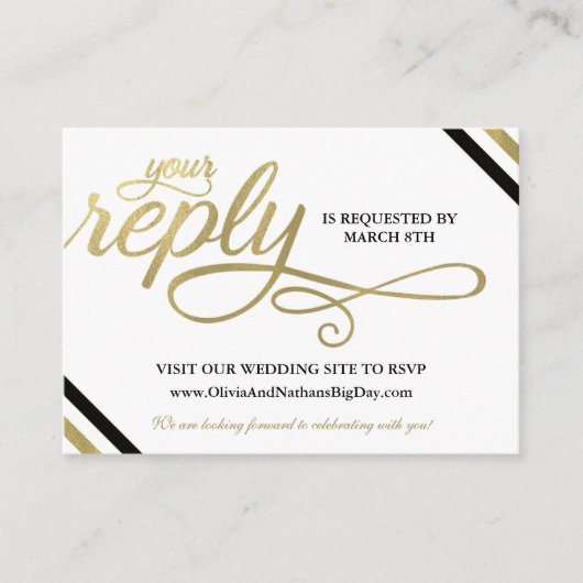 RSVP-Karte, Antwort, Immer & Forever, Imitate Gold Begleitkarte (Vorderseite)