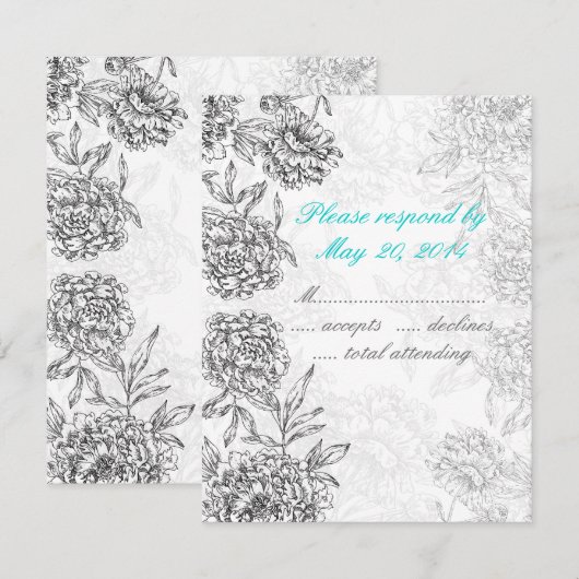 RSVP Karte Aqua Blue (Vorne/Hinten)