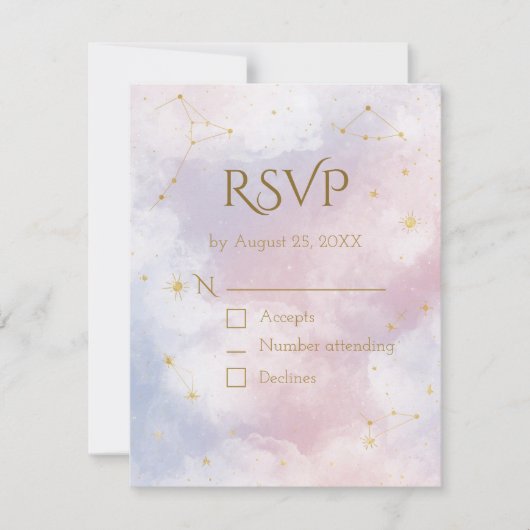 RSVP-Karte | Aquarellstars RSVP Karte (Vorderseite)