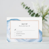 RSVP-Karte | Blau RSVP Karte (Stehend Vorderseite)