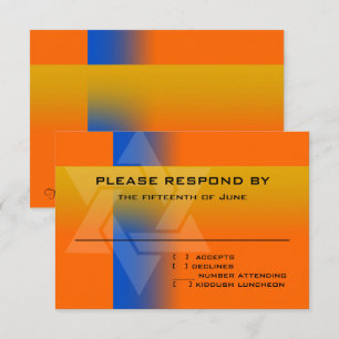 RSVP-Karte blau und gelb auf jeder Farbe RSVP Karte