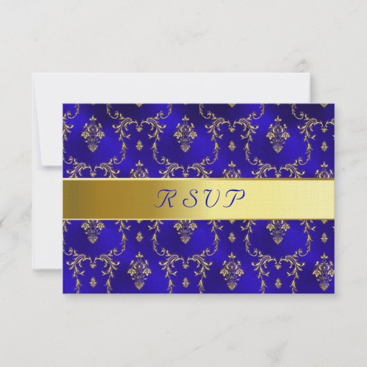 RSVP-Karte - Blau und Gold RSVP Karte (Vorderseite)