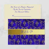 RSVP-Karte - Blau und Gold RSVP Karte (Vorne/Hinten)