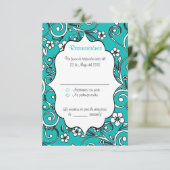 RSVP-Karte "Blau und Schwarz" Einladung (Stehend Vorderseite)