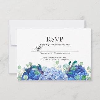 RSVP-Karte Blaues Hydrangea-Eukalyptus-Grün RSVP Karte