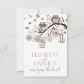 RSVP-Karte "Blush and Grey Owls Winter Wedding" RSVP Karte (Rückseite)