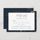 RSVP-Karte "Celestial Sun and Moon Stars" Begleitkarte (Vorne/Hinten)