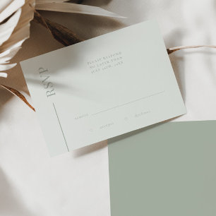 RSVP-Karte "Clean Line Sage Green Minimalistisch W RSVP Karte