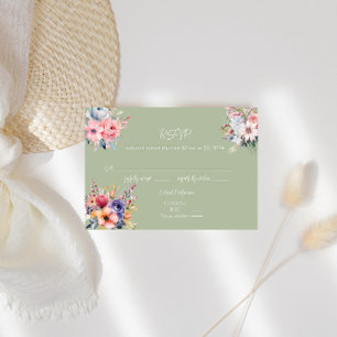 RSVP-Karte der grünen Wildblume RSVP Karte