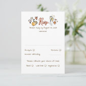RSVP-Karte der handgezogenen Funky-Hochzeit im Her RSVP Karte (Stehend Vorderseite)