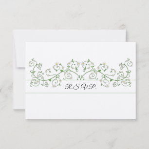 RSVP-Karte der weißen Blume Kletterpflanze RSVP Karte