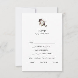 RSVP-Karte des Burgund Boho Blumenmenüs RSVP Karte