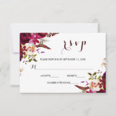 RSVP-Karte des Burgundy Marsala Navy RSVP Karte (Vorderseite)
