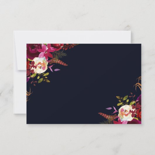 RSVP-Karte des Burgundy Marsala Navy RSVP Karte (Rückseite)