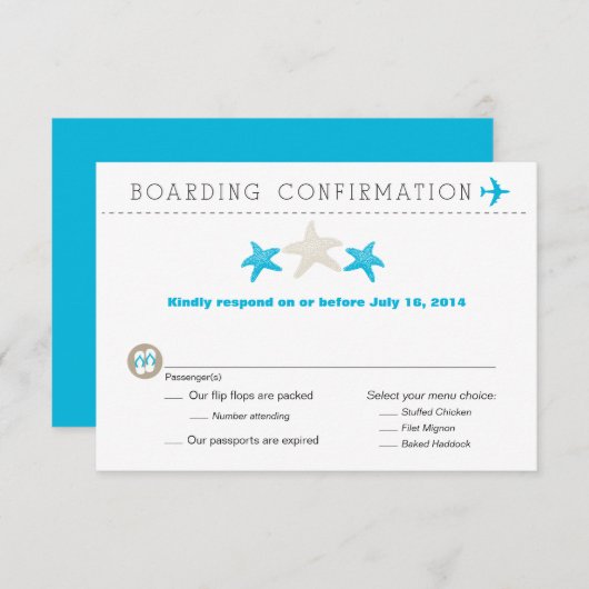 RSVP-Karte des Starfish Boardings RSVP Karte (Vorne/Hinten)