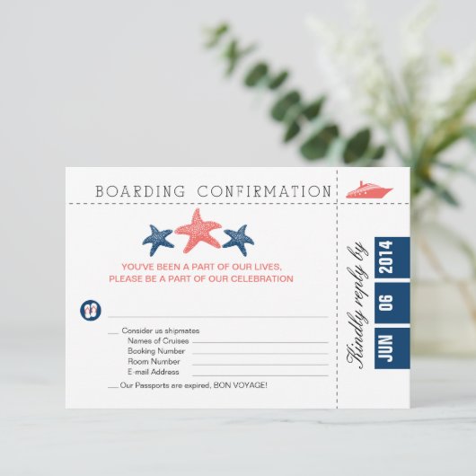 RSVP-Karte des Starfish Boardings RSVP Karte (Stehend Vorderseite)