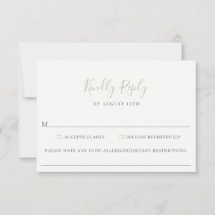 RSVP-Karte "Dusty Sage Green Wedding Food Allergy" RSVP Karte