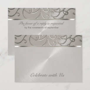 RSVP-Karte Elegant Alle Silver Filigree-Wirbel RSVP Karte