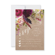 RSVP KARTE | Elegant floral Rustic Boho Rose Kraft