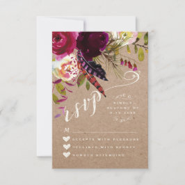 RSVP KARTE | Elegant floral Rustic Boho Rose Kraft