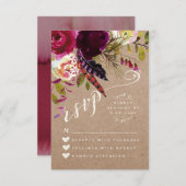 RSVP KARTE | Elegant floral Rustic Boho Rose Kraft (Vorne/Hinten)