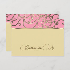 RSVP-Karte Elegant Rosa und Gold Filigree Einladung