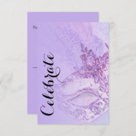 RSVP-Karte Elegante Masquerade Lila und rosa RSVP Karte