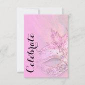 RSVP-Karte Elegante rosa Masquerade RSVP Karte (Vorderseite)