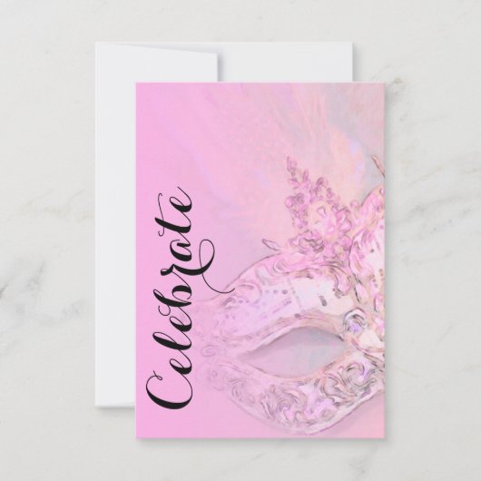 RSVP-Karte Elegante rosa Masquerade RSVP Karte (Vorderseite)