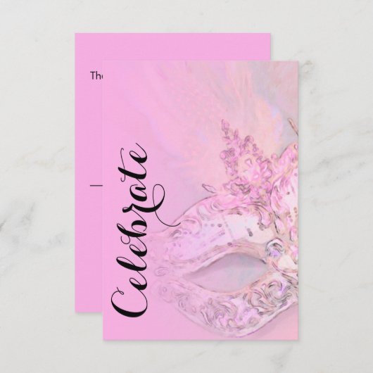 RSVP-Karte Elegante rosa Masquerade RSVP Karte (Vorne/Hinten)