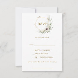 RSVP-Karte Eukalyptus Gold Geometric Song Request RSVP Karte