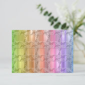 RSVP-Karte Farbige Regenbogensterne Damask RSVP Karte (Stehend Vorderseite)