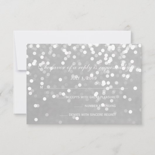 RSVP-Karte - funkelnde Wedding Gray Silver RSVP Karte (Vorderseite)