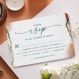 RSVP-Karte für abstrakte Aquamarine Kupferhochzeit RSVP Karte