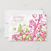 RSVP-Karte für Abstrakte Blumenzwiebeln, rosa grün RSVP Karte (Rückseite)