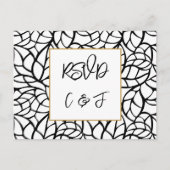 RSVP-Karte für abstrakte Botanische Hochzeitmenüs Postkarte (Vorderseite)