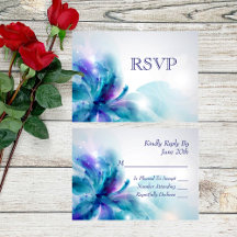 RSVP-Karte für abstraktes Blau und Lila Blumendesi