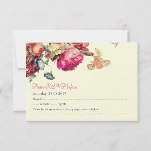 RSVP-Karte für antike Vintage Blumenzwiebeln RSVP Karte (Vorderseite)