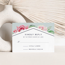 RSVP-Karte für antikes Peony | Blüte und Sage RSVP Karte