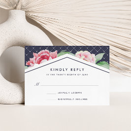 RSVP-Karte für antikes Peony | Rose und Marine RSVP Karte