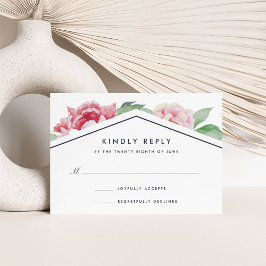 RSVP-Karte für antikes Peony | weiß RSVP Karte
